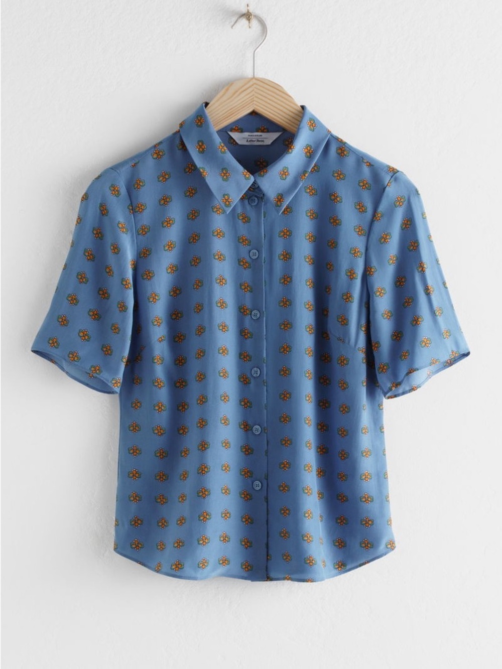 NWT & Other Stories Blue Floral Button-Front Women's Shirt - Picture 3 of 6